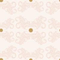 Floral damask ornament on beige background. Bright seamless pattern with flowers, curls, leaves. vector