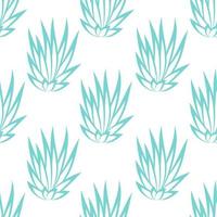 Linear succulent bush seamless pattern on white background. vector