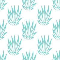 Linear succulent bush seamless pattern on white background. vector