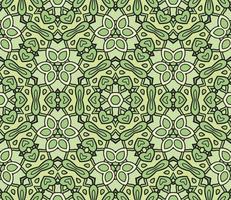 Abstract colorful doodle geometric flower seamless pattern. Floral background. Kaleidoscope mosaic, geo tile of thin line ornament. vector