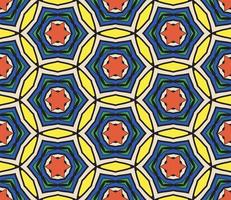 Abstract colorful doodle geometric flower seamless pattern. Floral background. Kaleidoscope mosaic, geo tile of thin line ornament. vector