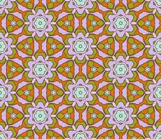 Abstract colorful doodle geometric flower seamless pattern. Floral background. Kaleidoscope mosaic, geo tile of thin line ornament. vector