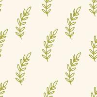 Cute cartoon flower seamless pattern. Background with plant, branch, leaves. Wrapping paper, textile. vector