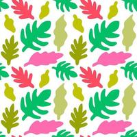 Tropical background with hand drawn palm leaves. Tropic seamless pattern. vector