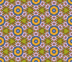 Abstract colorful doodle geometric flower seamless pattern. Floral background. Mosaic, geo tile of thin line ornament. vector