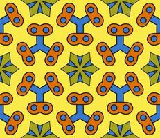 Abstract colorful doodle geometric flower seamless pattern. Floral background. Kaleidoscope mosaic, geo tile of thin line ornament. vector
