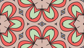 Abstract colorful doodle geometric flower seamless pattern. Floral background. Kaleidoscope mosaic, geo tile of thin line ornament. vector