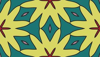 Abstract colorful doodle geometric flower seamless pattern. Floral background. Kaleidoscope mosaic, geo tile of thin line ornament. vector