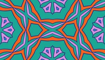 Abstract colorful doodle geometric flower seamless pattern. Floral background. Kaleidoscope mosaic, geo tile of thin line ornament. vector