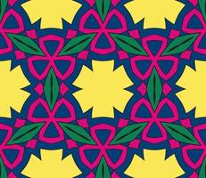 Abstract colorful doodle geometric flower seamless pattern. Floral background. Kaleidoscope mosaic, geo tile of thin line ornament. vector
