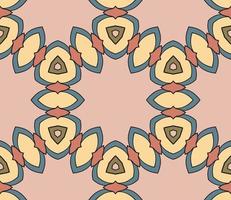 Abstract colorful doodle geometric flower seamless pattern. Floral background. Kaleidoscope mosaic, geo tile of thin line ornament. vector