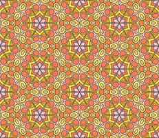 Abstract colorful doodle geometric flower seamless pattern. Floral background. Kaleidoscope mosaic, geo tile of thin line ornament. vector