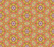 Abstract colorful doodle geometric flower seamless pattern. Floral background. Kaleidoscope mosaic, geo tile of thin line ornament. vector