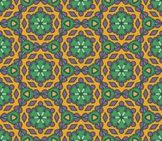 Abstract colorful doodle geometric flower seamless pattern. Floral background. Kaleidoscope mosaic, geo tile of thin line ornament. vector