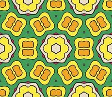 Abstract colorful doodle geometric flower seamless pattern. Floral background. Kaleidoscope mosaic, geo tile of thin line ornament. vector