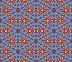 Abstract colorful doodle geometric flower seamless pattern. Floral background. Kaleidoscope mosaic, geo tile of thin line ornament. vector