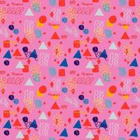 Modern hand draw colorful abstract seamless pattern with geometrical shapes. Circles, triangles, lines. vector