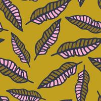 Cute cartoon flower seamless pattern. Background with plant, branch, leaves. Wrapping paper, textile. vector