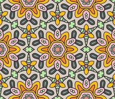 Abstract colorful doodle geometric flower seamless pattern. Floral background. Mosaic, geo tile of thin line ornament. vector