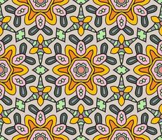 Abstract colorful doodle geometric flower seamless pattern. Floral background. Mosaic, geo tile of thin line ornament. vector