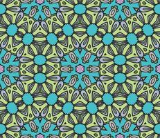 Abstract colorful doodle geometric flower seamless pattern. Floral background. Kaleidoscope mosaic, geo tile of thin line ornament. vector