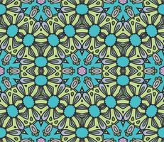 Abstract colorful doodle geometric flower seamless pattern. Floral background. Kaleidoscope mosaic, geo tile of thin line ornament. vector