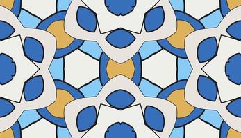 Abstract colorful doodle geometric flower seamless pattern. Floral background. Kaleidoscope mosaic, geo tile of thin line ornament. vector