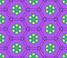 Abstract colorful doodle geometric flower seamless pattern. Floral background. Kaleidoscope mosaic, geo tile of thin line ornament. vector