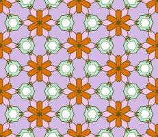 Abstract colorful doodle geometric flower seamless pattern. Floral background. Kaleidoscope mosaic, geo tile of thin line ornament. vector