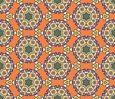 Abstract colorful doodle geometric flower seamless pattern. Floral background. Mosaic, geo tile of thin line ornament. vector