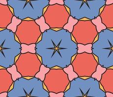 Abstract colorful doodle geometric flower seamless pattern. Floral background. Kaleidoscope mosaic, geo tile of thin line ornament. vector