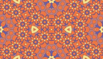 Abstract colorful doodle geometric flower seamless pattern. Floral background. Kaleidoscope mosaic, geo tile of thin line ornament. vector