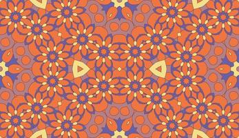 Abstract colorful doodle geometric flower seamless pattern. Floral background. Kaleidoscope mosaic, geo tile of thin line ornament. vector