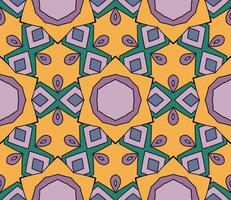Abstract colorful doodle geometric flower seamless pattern. Floral background. Kaleidoscope mosaic, geo tile of thin line ornament. vector