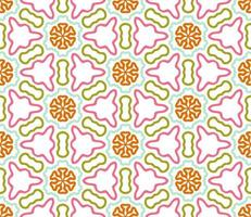 Abstract colorful doodle geometric flower seamless pattern. Floral background. Kaleidoscope mosaic, geo tile of thin line ornament. vector