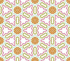 Abstract colorful doodle geometric flower seamless pattern. Floral background. Kaleidoscope mosaic, geo tile of thin line ornament. vector