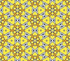Abstract colorful doodle geometric flower seamless pattern. Floral background. Kaleidoscope mosaic, geo tile of thin line ornament. vector