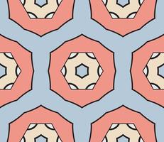 Abstract colorful doodle geometric flower seamless pattern. Floral background. Kaleidoscope mosaic, geo tile of thin line ornament. vector