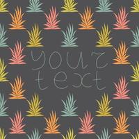 Frame with tropical plants and empty space for your text. Linear succulent bush seamless pattern. Floral leaflet. vector