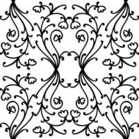 Floral damask seamless pattern with branches and flowers. vector