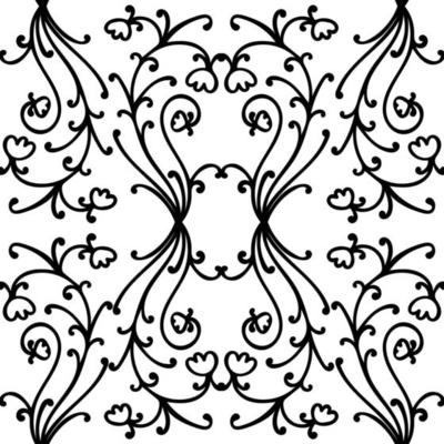 Floral damask seamless pattern with branches and flowers.