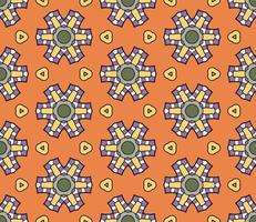 Abstract colorful doodle geometric flower seamless pattern. Floral background. Mosaic, geo tile of thin line ornament. vector