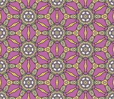 Abstract colorful doodle geometric flower seamless pattern. Floral background. Mosaic, geo tile of thin line ornament. vector