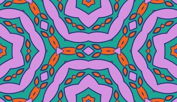 Abstract colorful doodle geometric flower seamless pattern. Floral background. Kaleidoscope mosaic, geo tile of thin line ornament. vector