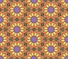 Abstract colorful doodle geometric flower seamless pattern. Floral background. Kaleidoscope mosaic, geo tile of thin line ornament. vector