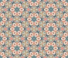 Abstract colorful doodle geometric flower seamless pattern. Floral background. Kaleidoscope mosaic, geo tile of thin line ornament. vector