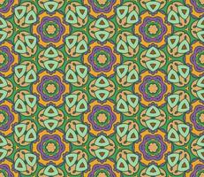 Abstract colorful doodle geometric flower seamless pattern. Floral background. Kaleidoscope mosaic, geo tile of thin line ornament. vector