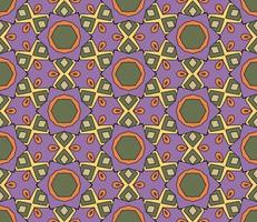 Abstract colorful doodle geometric flower seamless pattern. Floral background. Kaleidoscope mosaic, geo tile of thin line ornament. vector