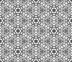 Abstract colorful doodle geometric flower seamless pattern. Floral background. Kaleidoscope mosaic, geo tile of thin line ornament. vector
