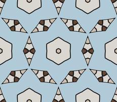 Abstract colorful doodle geometric flower seamless pattern. Floral background. Kaleidoscope mosaic, geo tile of thin line ornament. vector